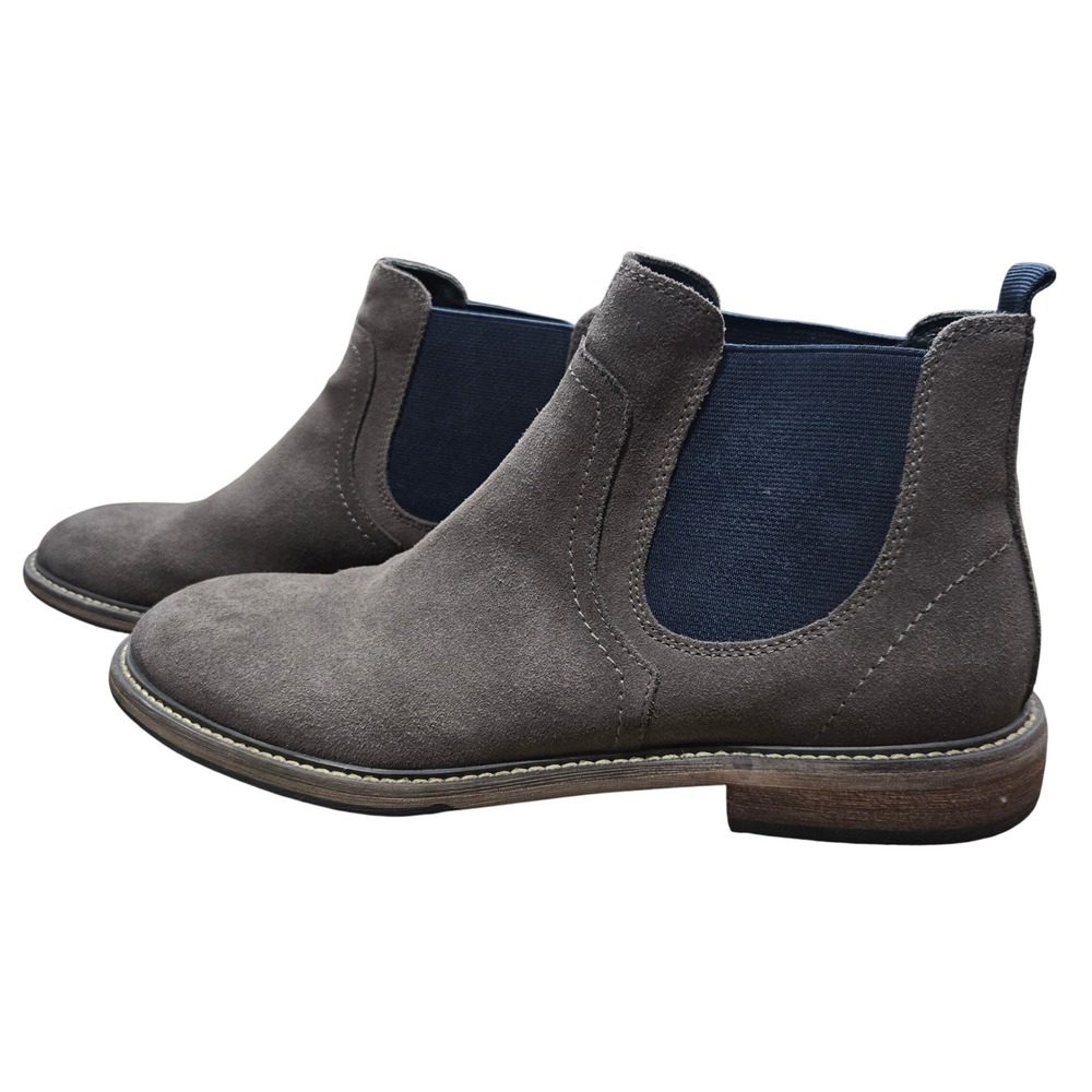 The Rail Mens Suede Chelsea Boots Grey‎ Brown Navy Elastic 40M Size 7.5 Preppy